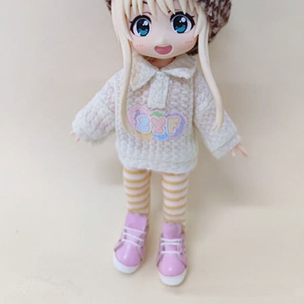 Mini strikket genser 1/12 Doll Cardigans HVIT White