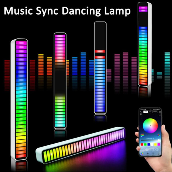 RGB Natlampe Musik Rhythm Light HVID 32LED MED APP 32LED White 32Led with app-32Led with app