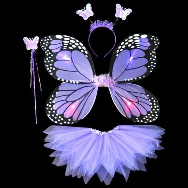 LED-lasten pukurekvisiitta Butterfly Wings -setit KELTAINEN 3 Yellow 3 Pcs/set-3 Pcs/set