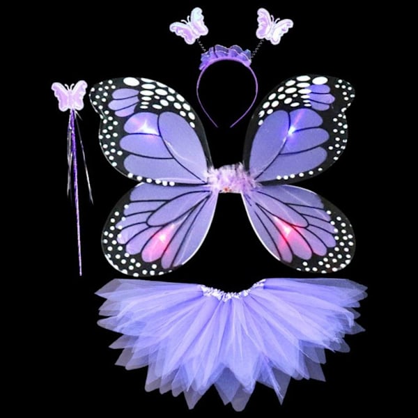 LED-lasten pukurekvisiitta Butterfly Wings setit PINK 3 kpl / SET Pink 3 Pcs/set-3 Pcs/set