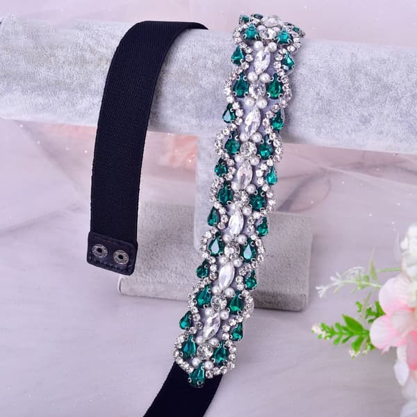 Bröllopsklänning Bälte Bröllop Sash Bälte Rhinestones Golden Belt