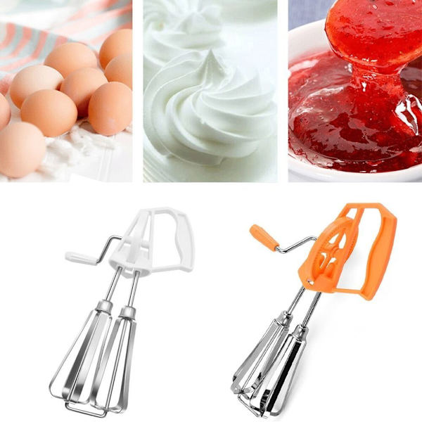 Roterende manuell visp Egg Håndsveiv Eggevisper ORANSJE orange
