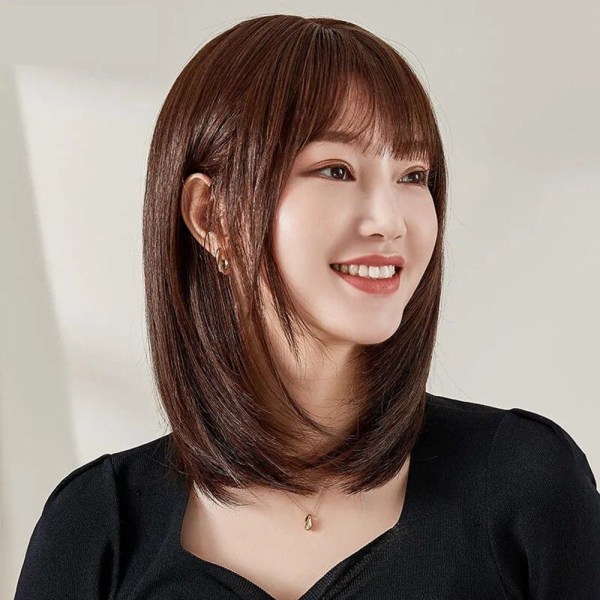 Liuhai Hair Patch Återutgivningsblock MÖRKBRUN 35CM 35CM dark brown 35CM-35CM
