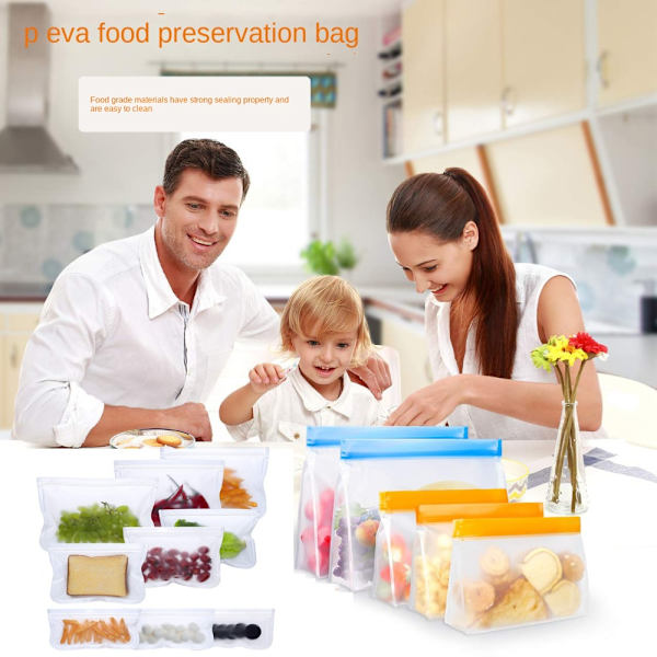 Genanvendelige silikoneposer Fødevareopbevaringsposer TRANSPARENT 4 4 transparent 4-4