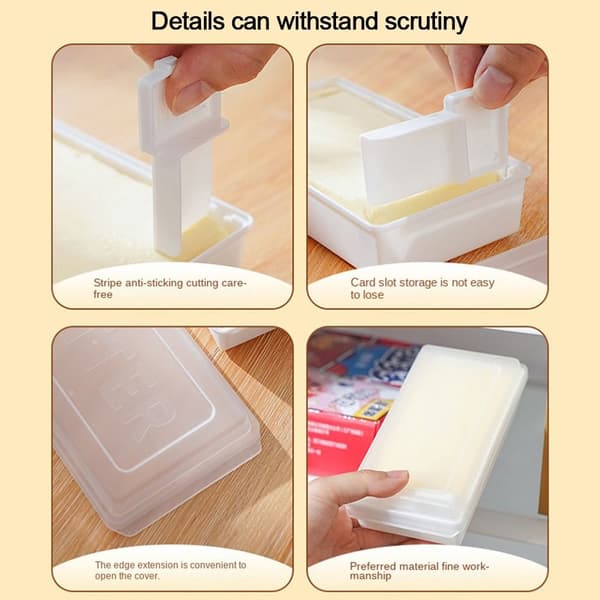 2 stk Solid Butter Oppbevaringsboks Butter Cutting Slicer