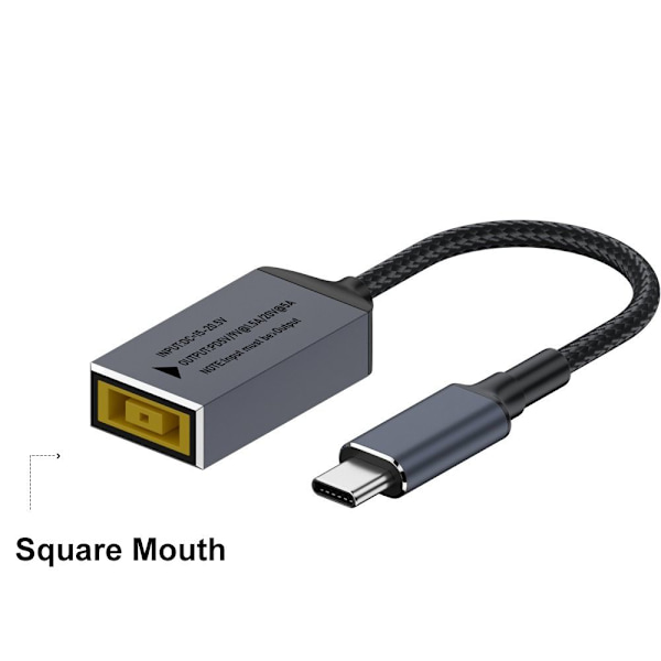 DC til Type C Konverter Laptop Ladekabel FIRKANT MUND Square Mouth