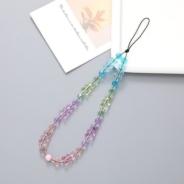 Bear Beaded Telefon Vedhæng Mobiltelefon Håndledsrem MULTICOLOR Multicolor
