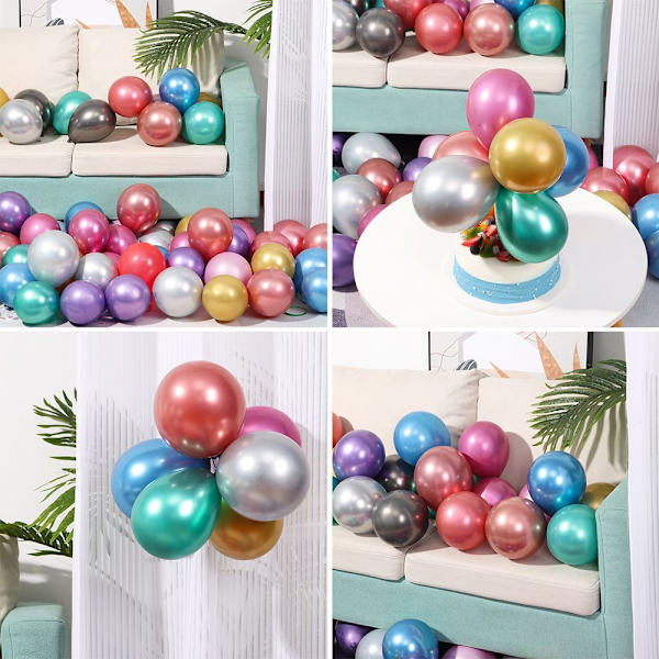 100st 5inch Latex Ballong Uppblåsbara Leksaker BLÅ blue