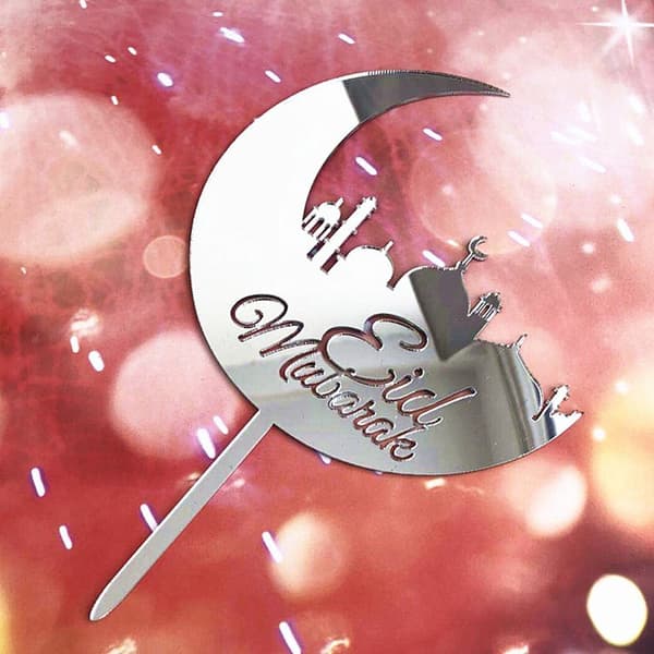 5 st Eid-tårta Toppar Slott Måne Cupcakes Toppar GULD