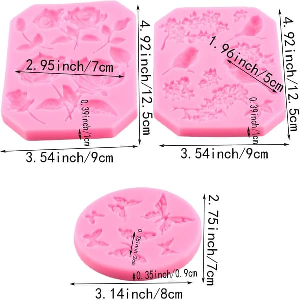 3stk Sommerfugleforme Rose Blomsterstængler Forme Silikonefondant