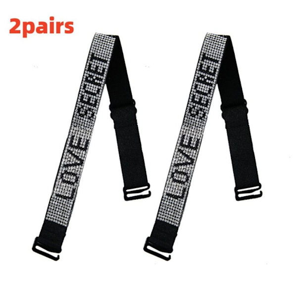 2 par Rhinestone BH Strap BH Skulderstrop SORT black
