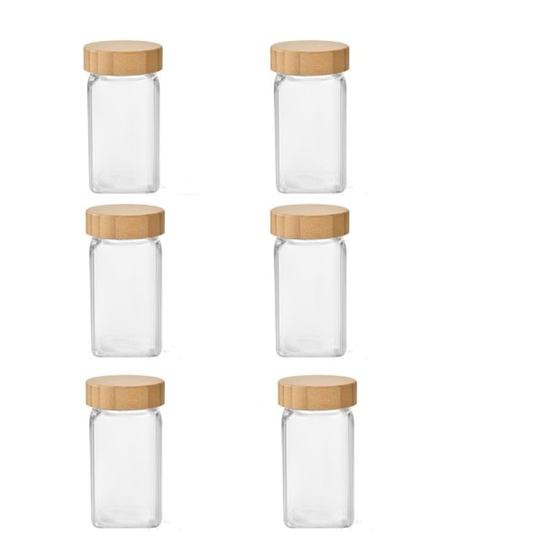 6 kpl lasimaustepurkit ilmatiivis suolasäiliö neliömäinen pullo