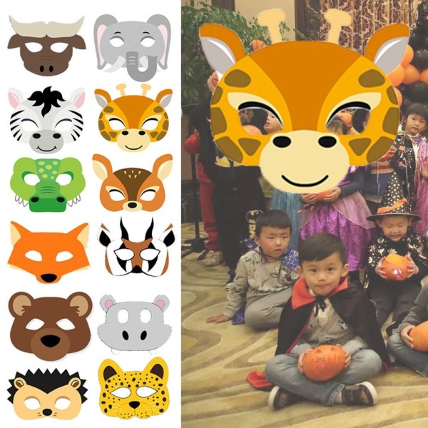 12/15 KPL Sarjakuvaeläinnaamio Jungle Animal Face Cover 12PS 12PCS