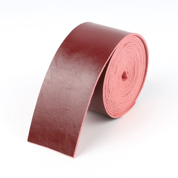 Læderrem Blank Overflade Læder Strip RØD 3,75CM red 3.75cm