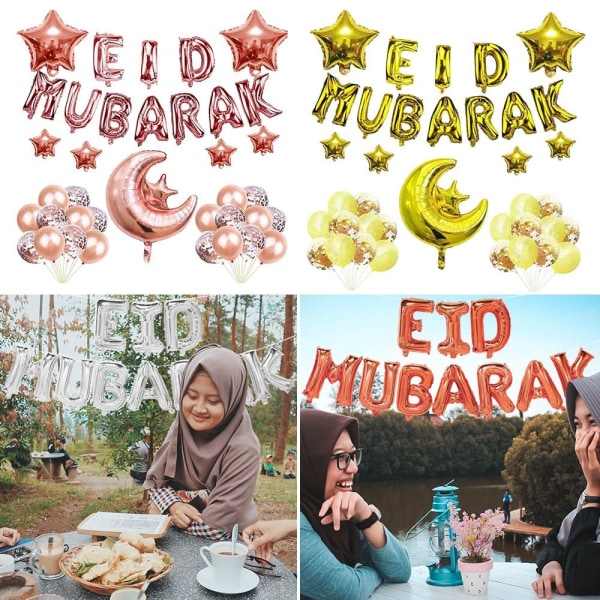 Eid Mubarak Eid Balloner SØLV