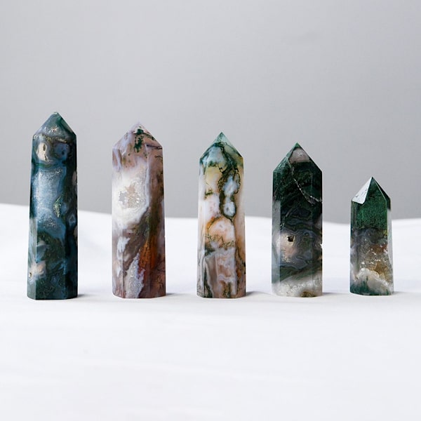 1kpl Moss Agate Natural Crystal Point 4-5cm 4-5cm