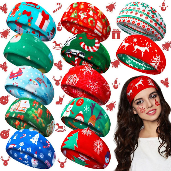 2 STK Christmas Sweat Band Yoga Hårbånd 3 3 3