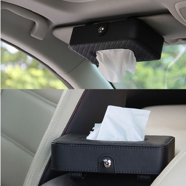 Car Tissue Box Tissue Holder BRUN STRAP-ON VERSION STRAP-ON Brown Strap-on version-Strap-on version