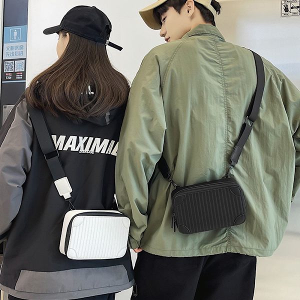 Hip-hop Messenger Box Bag Trendig axelväska vit