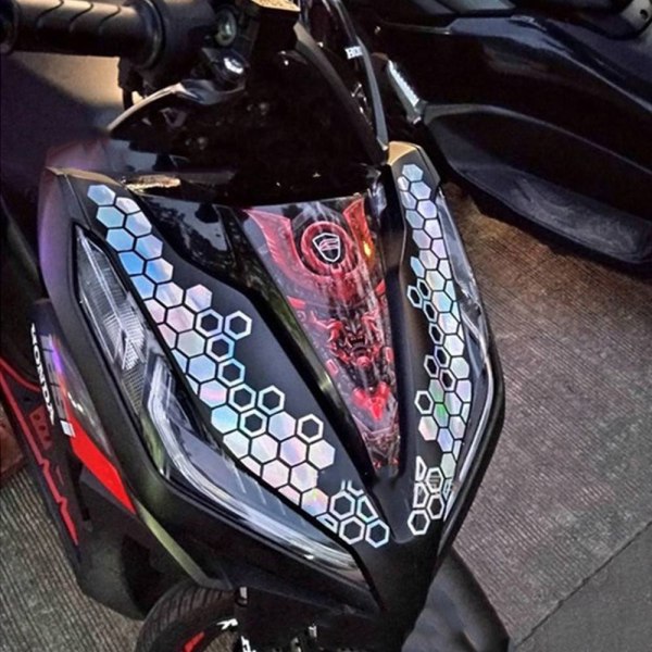 Dekorativt klistremerke for motorsykkel Honeycomb-dekaler HVIT white