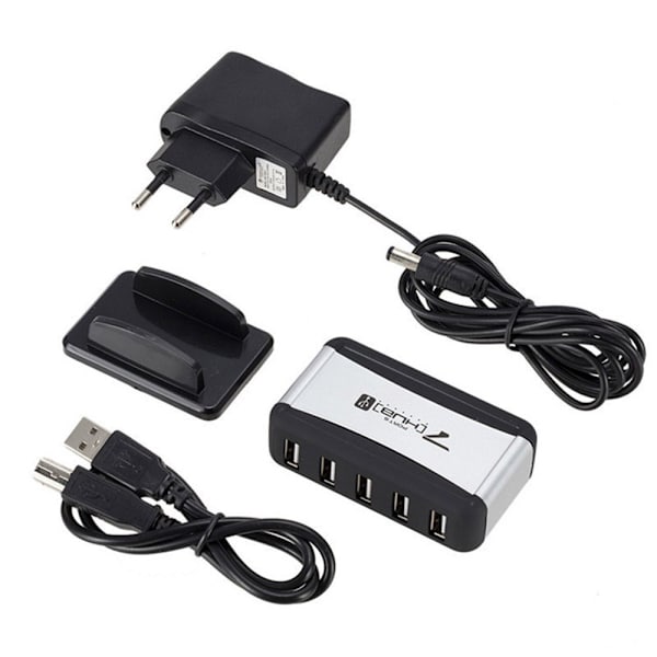 7-portars USB laddare HUB Multi USB laddstationsdocka white