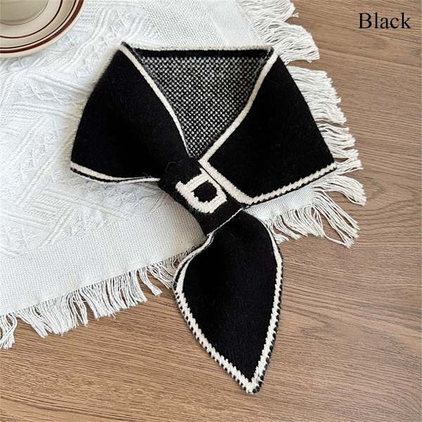Liten Scarf Stickad Sjal Scarf SVART black