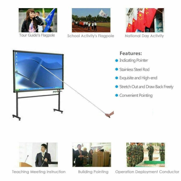 2stk teleskopisk flagstang Udvidelig flagstang SORT 1METER black 1Meter