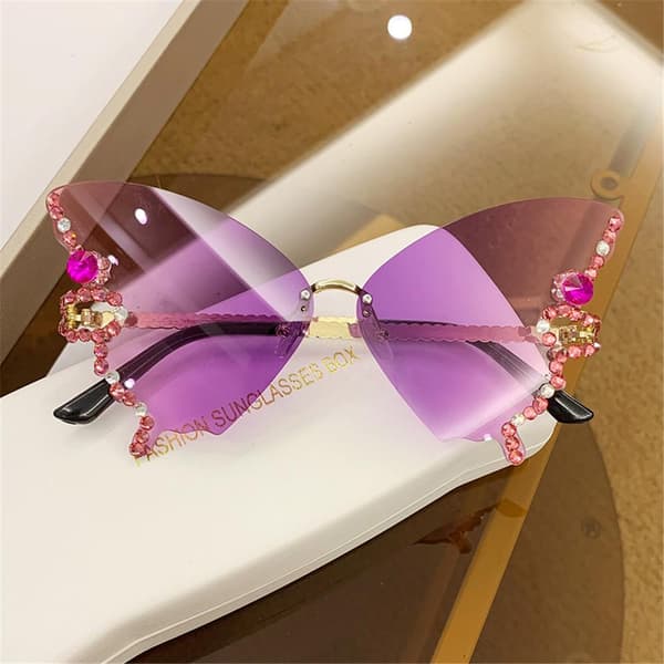 Diamant Sommerfugl Solbriller Bling Solbriller GRADIENT LILLA Gradient Purple