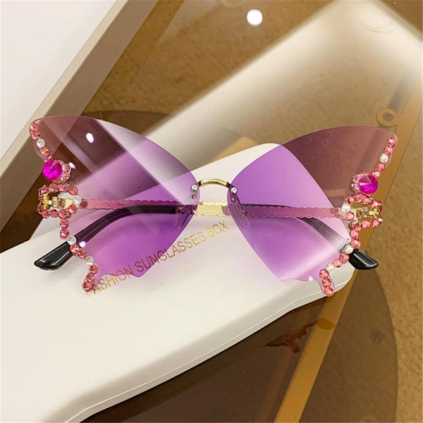 Diamond Butterfly Aurinkolasit Bling Aurinkolasit GRADIENT PURPLE Gradient Purple