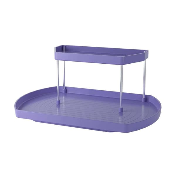 Bilayer Lazy Turntable Organizer Kylskåp Förvaringsbricka VIT white