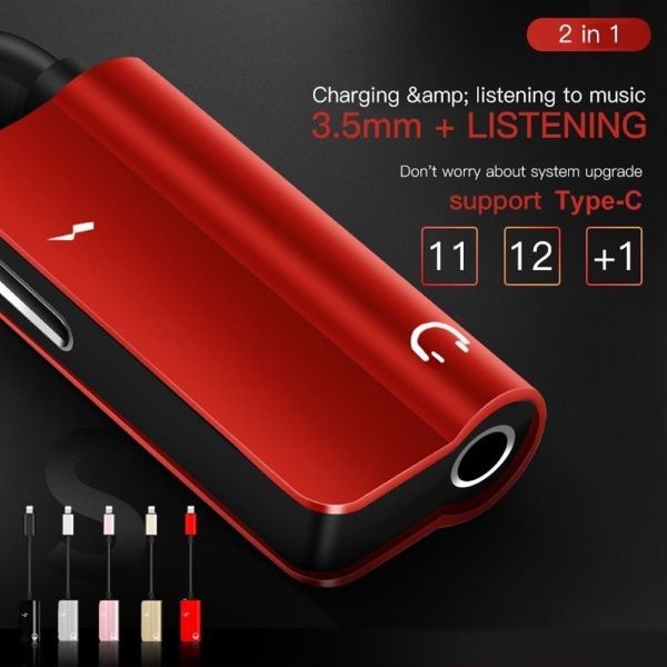 3 stk lydladeadapter USB Type-C til 3,5 mm jack RØD 3 STK red 3pcs-3pcs