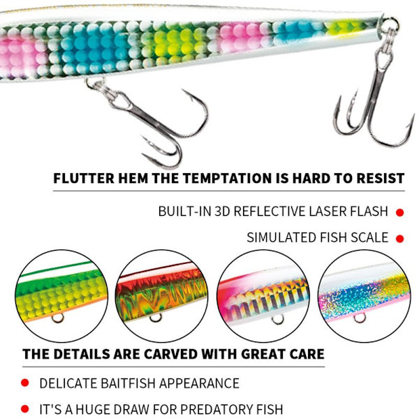 synkende Minnow Baits fiskekroker E E E
