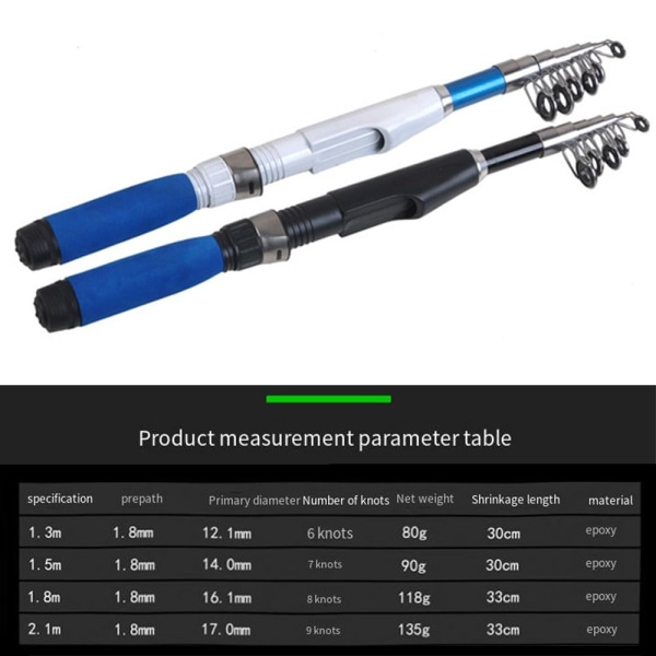 Teleskop fiskestang Kulfiber 1,1M 1,1M 1.1m