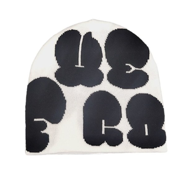 Strikkehue Hue Beanie Bonnet HVID&SORT white&black