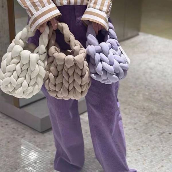 Kvinner håndvesker tykt tau vevd LILLA purple