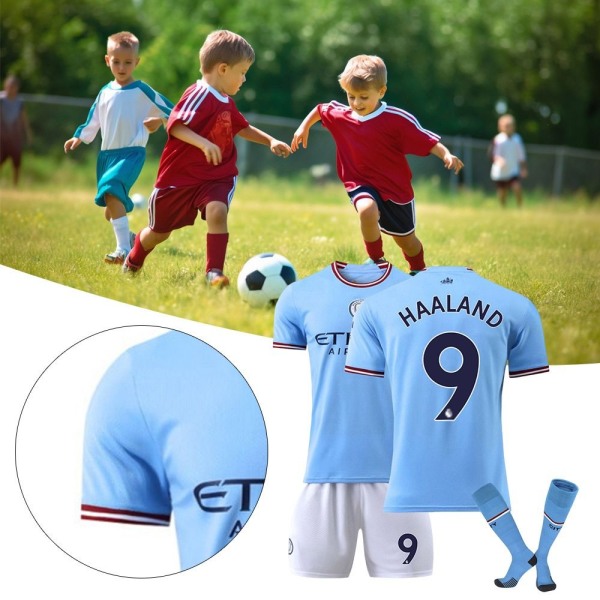 3-delt sett Manchester City Fotballdrakter Sett nr. 9 Haaland 24 24