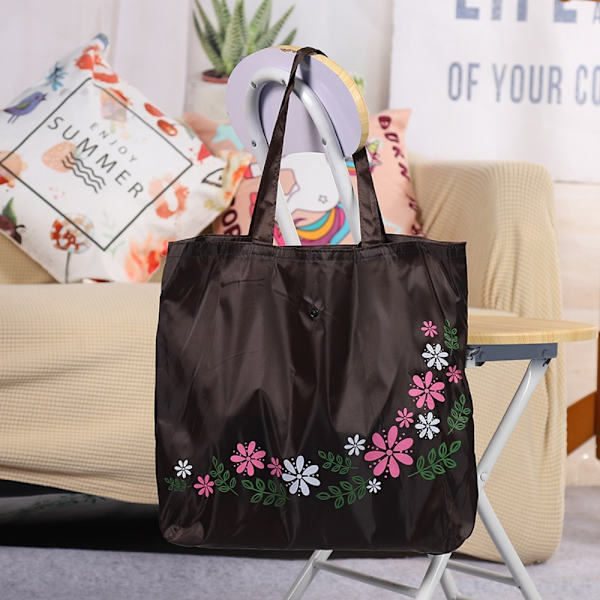 Sammenfoldelig håndtaske Casual Floral Shopping Bag KAFFE Coffee