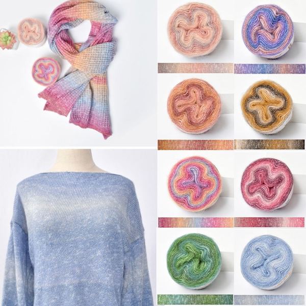 250M Rainbow Mohair Garn Gradient Color Cake Garn 04 04 04