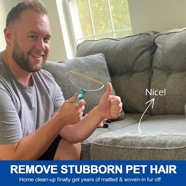 2stk Pet Hair Remover Hundehårskraber GRÅ BLÅ gray blue