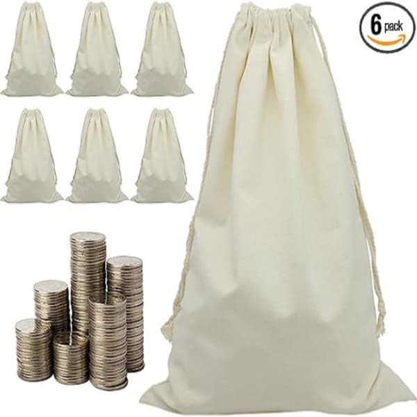 6 kpl Canvas Bag Bundle Pocket Cotton Pellava