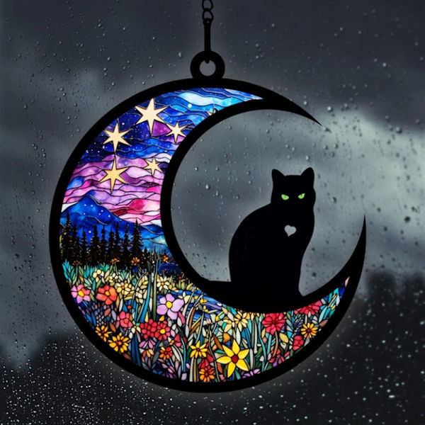Halloween Cat Charms Måneformede kattedørkranser E E E