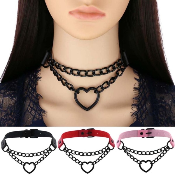 Gothic Chain Punk Halskjede SVART black