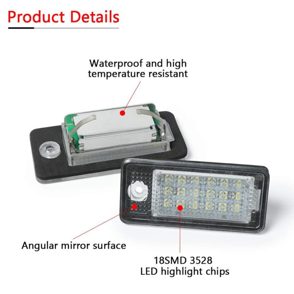 2pack registreringsskyltlampor LED-taglampor Nummerskyltlampa