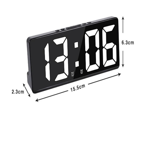 Digital Väckarklocka Skrivbordsklocka Temperatur Kalender Väckarklocka VIT White White Shell-White Shell