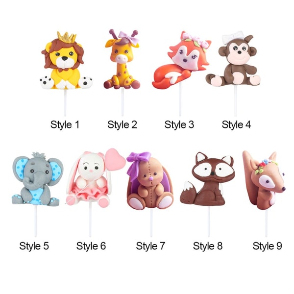 Tecknad Woodland Animal Cake Topper STIL 7 STIL 7 Style 7