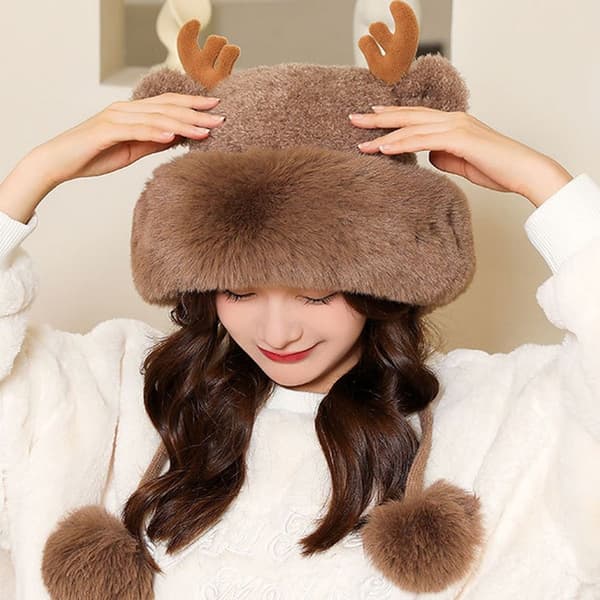 Beanie Hat Pompoms Hat SORT black