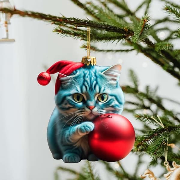 Julhatt Katt Hänge Katt Julgransprydnad 9 9 9
