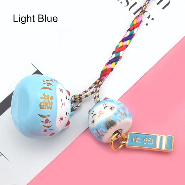 Dobbel Lucky Cat anheng Japansk Lucky Cat Cat Ornament LIGHT Light Blue