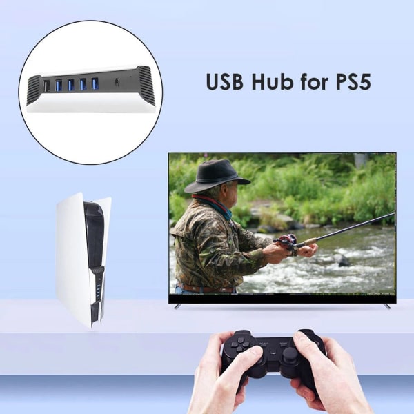Game Console Extender Laddare USB Hub för PS5