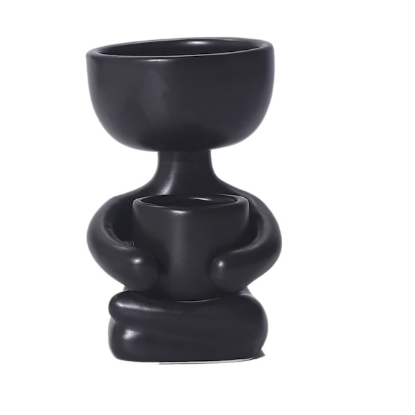 Abstrakte figurer blomsterpotter Keramisk vase SORT B ​​B Black B-B